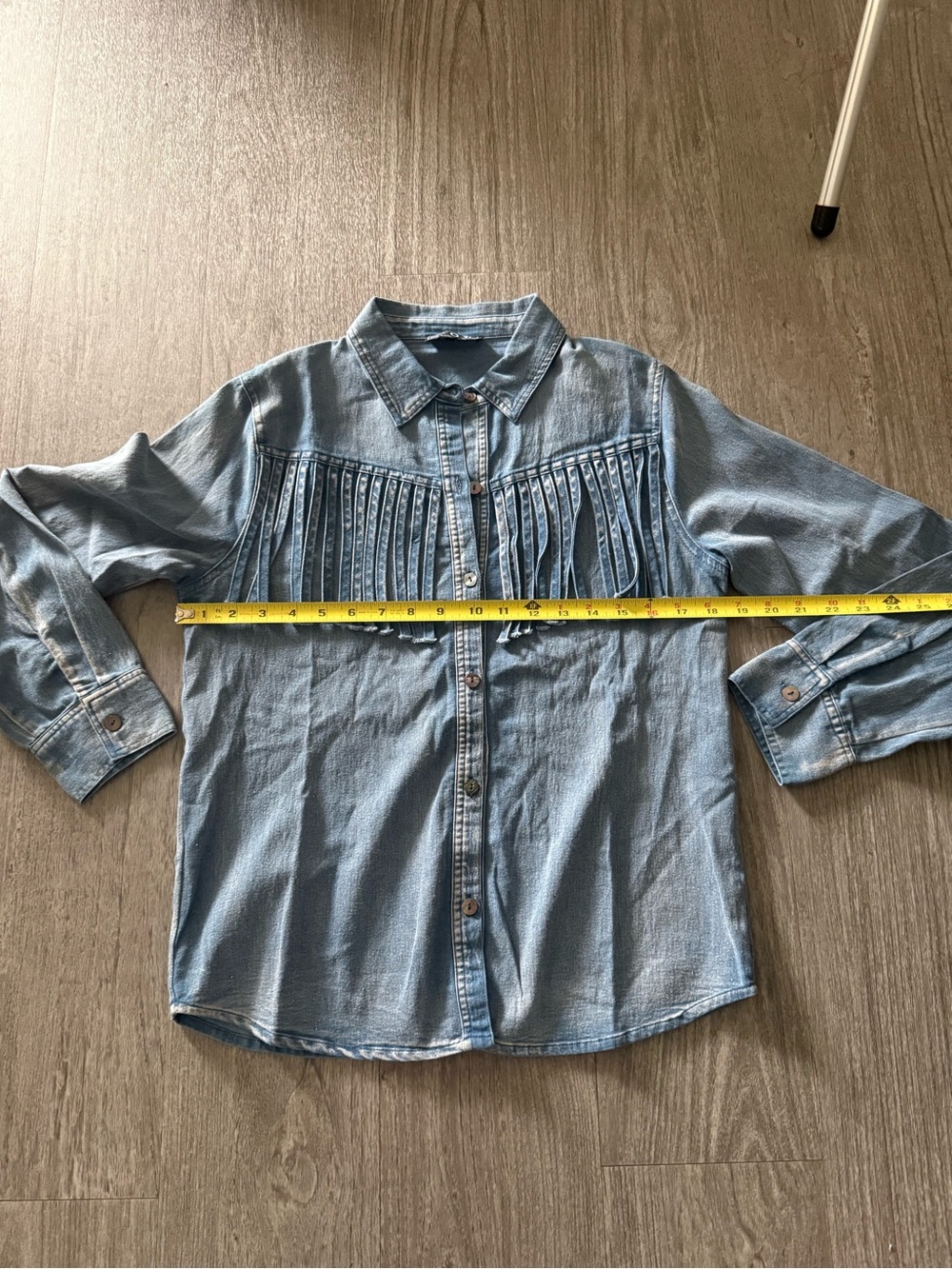 POL Denim Fringe Button Down Shirt - Picture 3 of 8